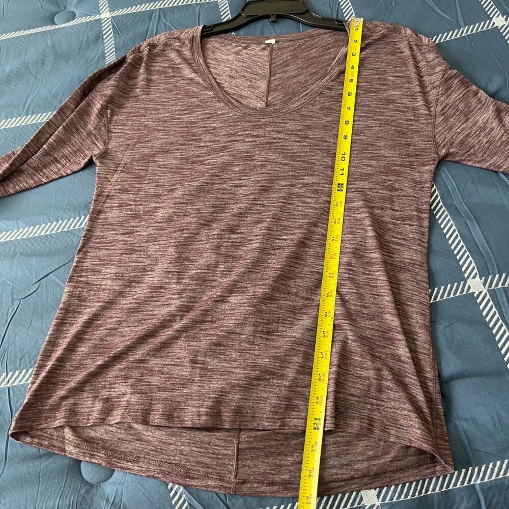 Lululemon Meant To Move Long Sleeve in Heathered Black Cherry Size 8 - Picture 7 of 10